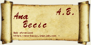 Ana Becić vizit kartica